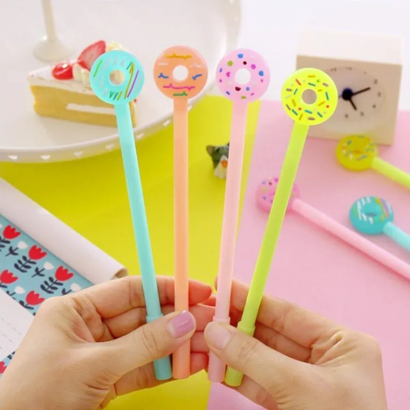 

1PCS Small Fresh Jelly Color Donut Shape Gel Pen Black Ink Color High Quality School Student Stationery And Office Supplies Pen