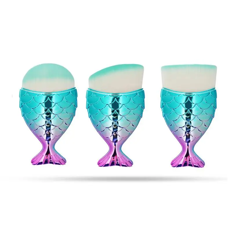 

1Pcs Pro Mermaid Makeup Brush Powder Blush Foundation Cosmetic Mermaid Makeup Brush Tools 3 Colors Cosmetic Fishtail Brushes Kit
