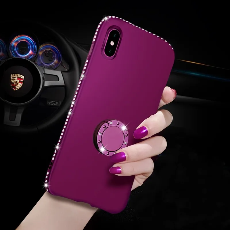 

Bling Phone Cases For iPhone XS Max XR X 8 7 6 6S Plus Samsung S8 S9 Plus Note 9 8 Case Glitter Diamond Ring Stand Holder Cover