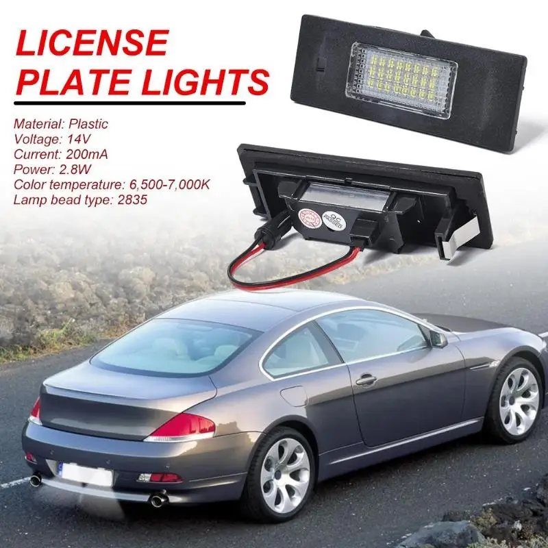 

2pcs Car LED License Number Plate Light Lamps 63267165735 63267193294 for BMW 1/6 Series E81 E85 E86 E87 Z4