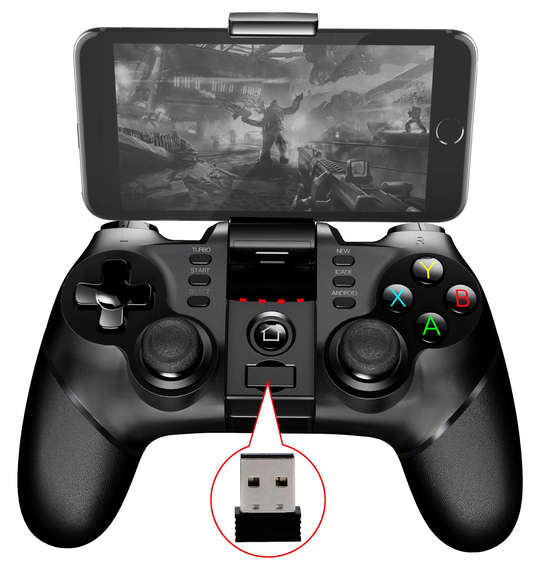 

iPega 9076 Wireless Bluetooth Gamepad Controller Android Joysticks With Extandable Phone Holder And 2.4G Wireless Receiver