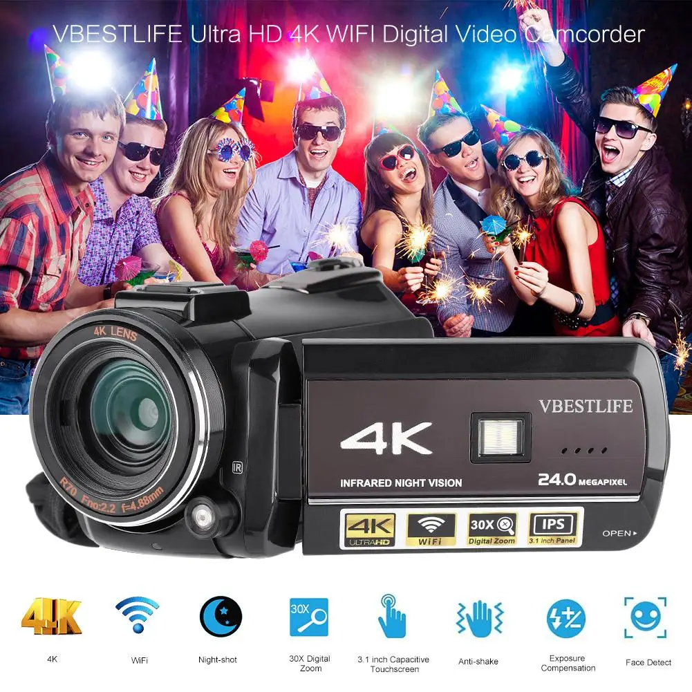 AC3 IPS WIFI 13MP 30X Zoom 4K HD Цифровая видеокамера пульт дистанционного управления