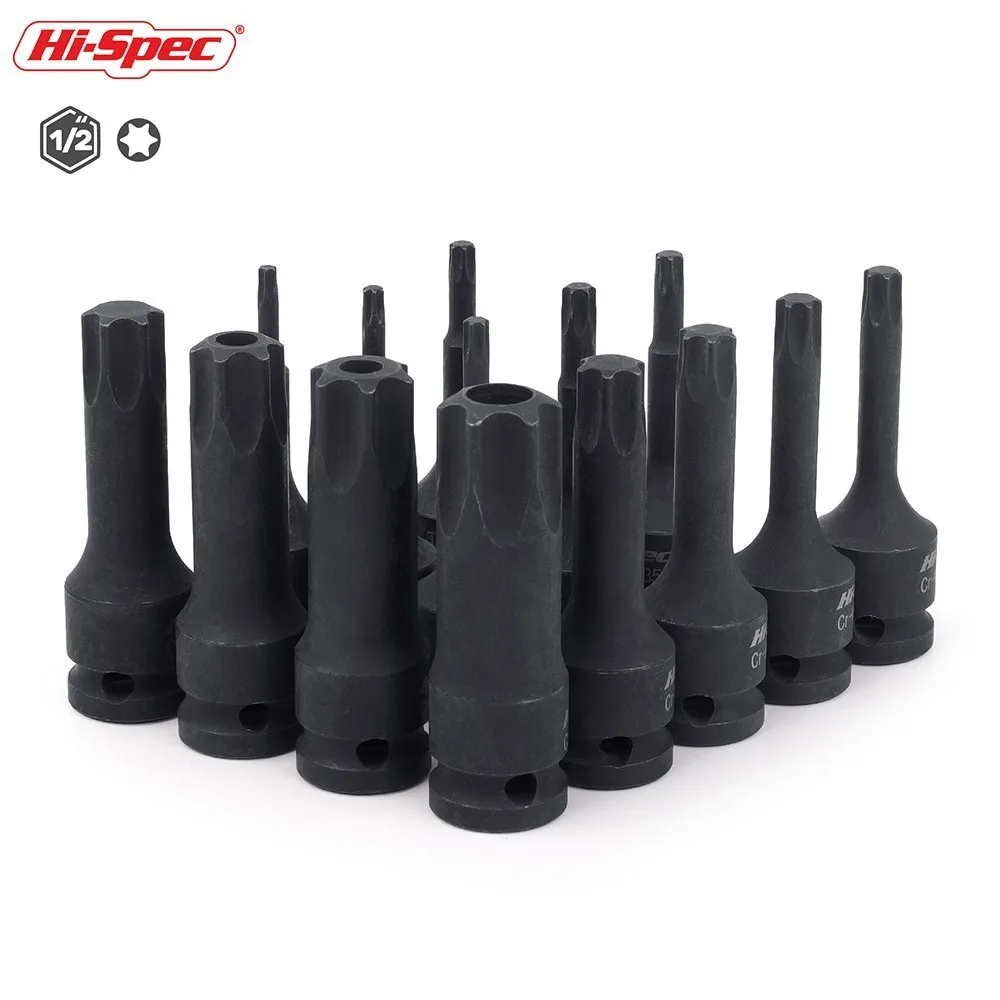 Trkee 8 Pcs 1//2 Inch Drive Torx Star Bits Socket Set T20 T30 T40 T50 T60 T70 T80 T90