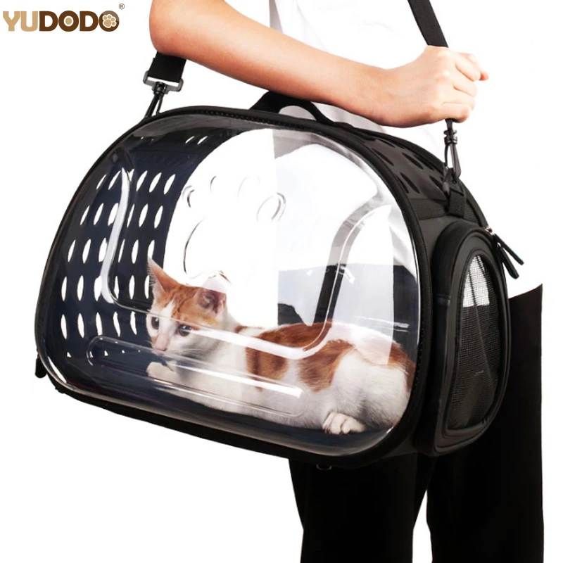 

Transparent Folding Cat Carrier, Outdoor Travel Bag for Small Dogs, Puppy, Clear Visible Carrying Box, S, L