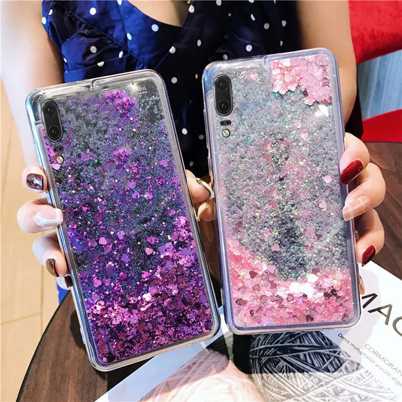 

P Smart 2019 cases For coque Huawei P30 P20 Lite case cover Honor 8X 10 9 Lite case Liquid Glitter Dynamic Soft TPU phone Capa