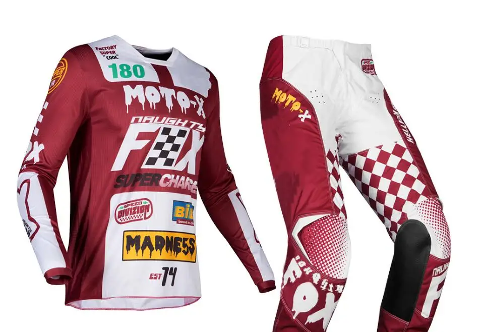 

2019 NAUGHTY Fox MX 180 Czar Gear Jersey Pants Mens Combo Dirt Bike Offroad Racing Motocross Cardinal Maroon Protective Set