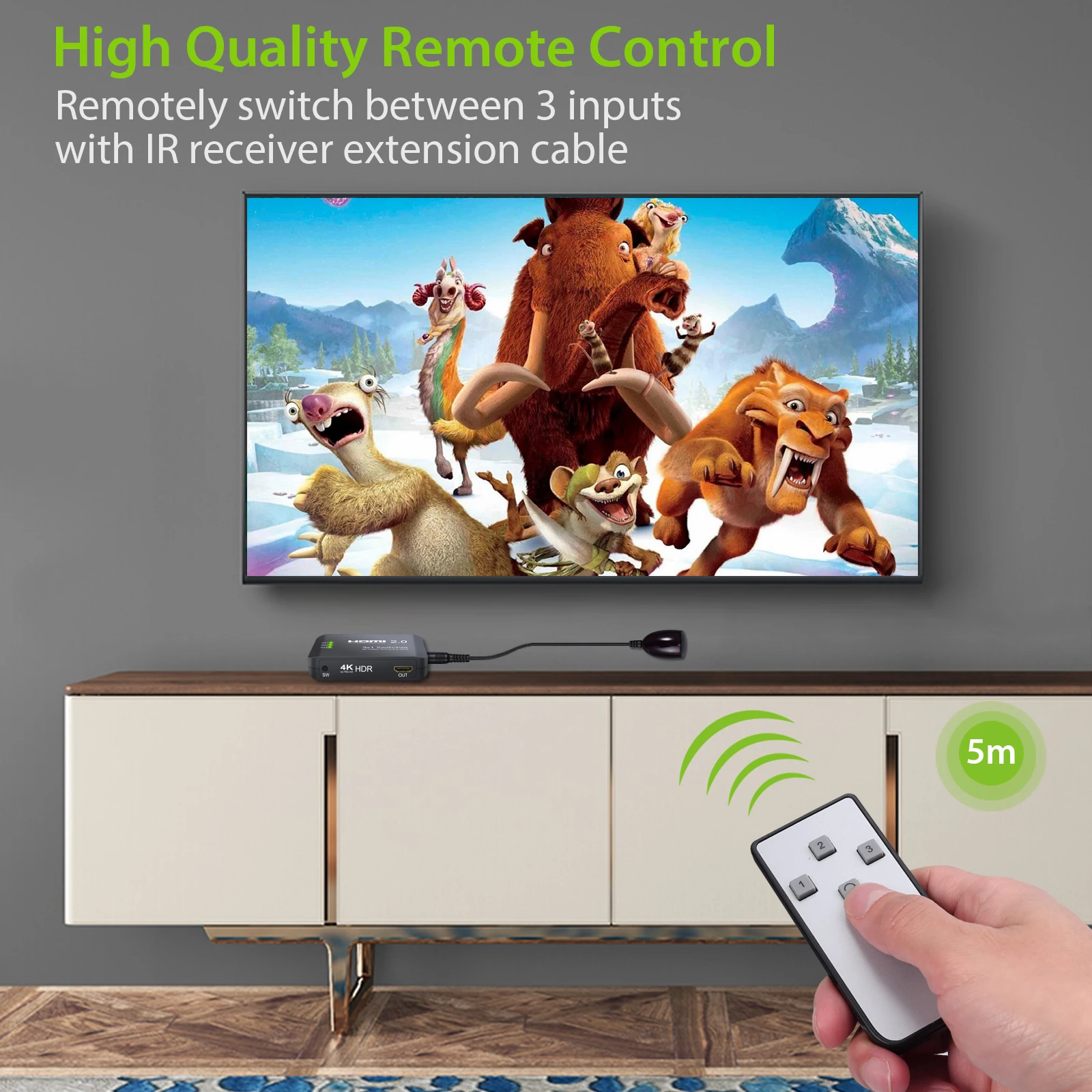 Коммутатор Neoteck Sup port 4K/60Hz YUV 4:4:4 и HDR HDMI Hub 3 Port 2 0 3X1 в 1 с ИК дистанционным
