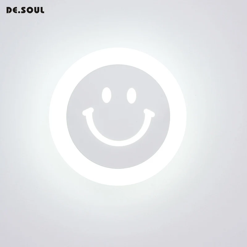 

DE.SOUL Wall Lamps Smile Face Wall Lamps 12W 7W Acrylic Wall Sconce Kids Cartoon Bed Room Bedside Aisle Creative Wall Sconce