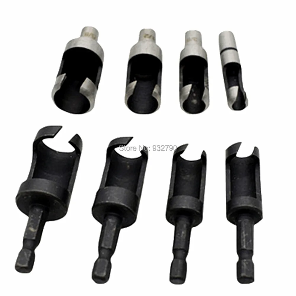 8pcs Wood Drill Plug Cutter Set 6mm 10mm 13mm 16mm 5/8" 1/2" 3/8" 1/4