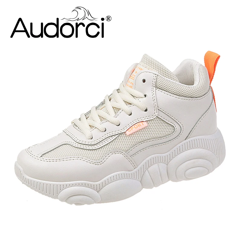

Audorci 2019 Spring 2Color Fashion Women Sport Shoes Woman Casual Lace-up Sneakers Female Outdoor Walking Flats Shoe Size 35-40