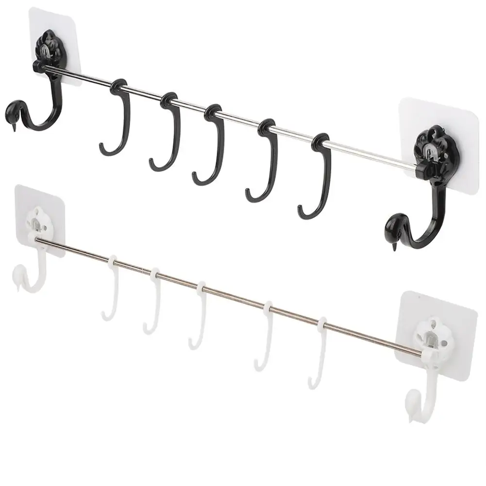

Adjustable 7 Hooks Double Suction Cup Towel Hanger Rack Hanging Shelves Holders Lock Type Sucker Bathroom Hook Organizer New