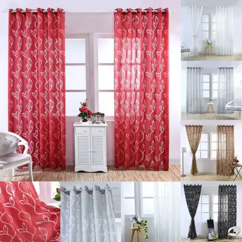 

Elegant Curtains for Door Window Retro Flocked Floral Voile Door Window Curtain Panel Sheer Tulle Drape Floral Design
