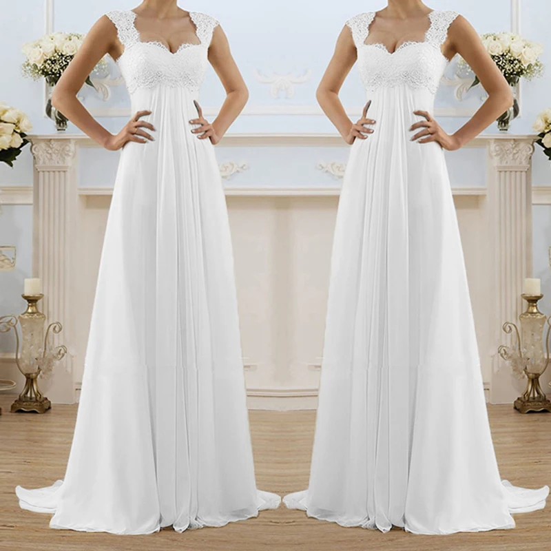 

Women Evening Party Long Full Length Maxi Dress Lace White Backless Dress