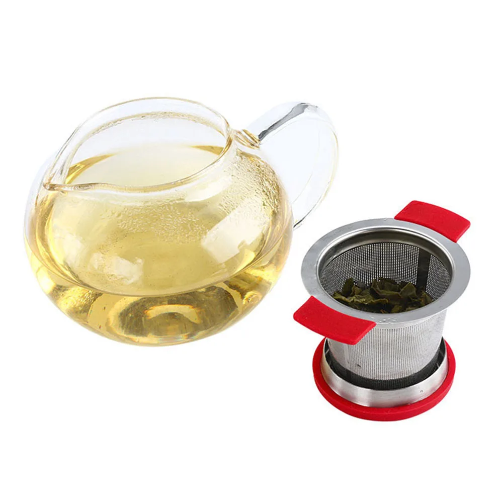 1 шт. Нержавеющая сталь сеточка для заваривания чая с красная крышка Infuser свободные фильтр чайных листьев для чайная посуда аксессуары