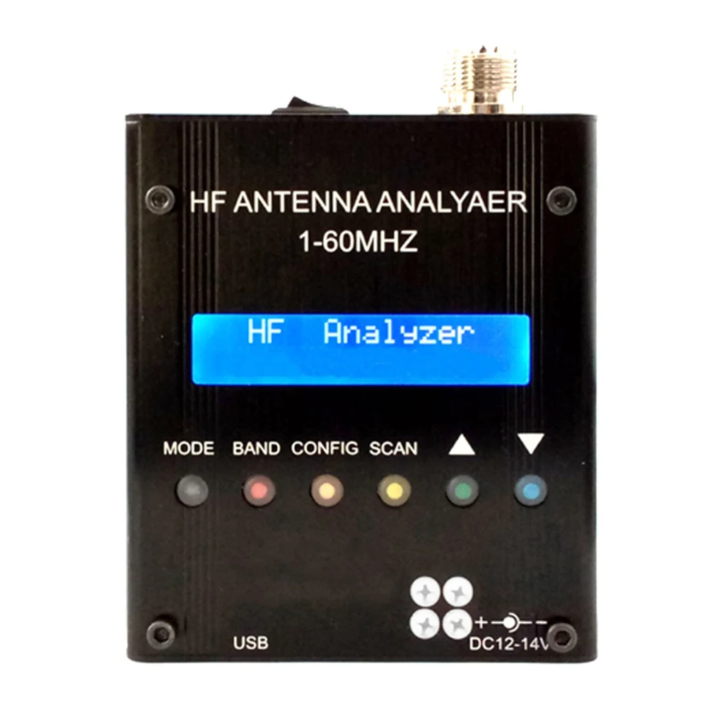 

Digital Shortwave Antenna Analyzer 1-60MHz RF SWR Impedance (Resistance+Reactance) Capacitance Inductance Tester