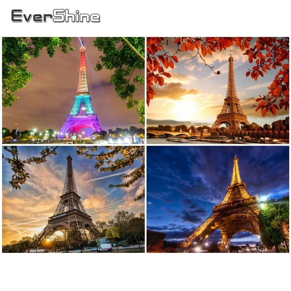

EverShine 5D Diamond Painting Full Square Scenery Diamond Embroidery Full Display Eifel Tower Mosaic Picture Of Rhinestones
