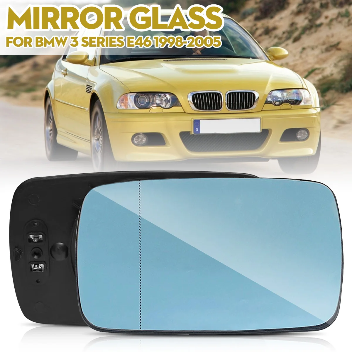 Buy Replacement Left Right Blue Heated Wing Mirror Glass For BMW 3 Series E46