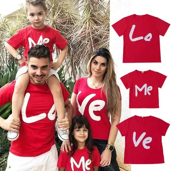 

2019 Newly Family Matching Summer T shirt Tee Red Adult Women Kids Pullover Short Sleeve Tshirt Top
