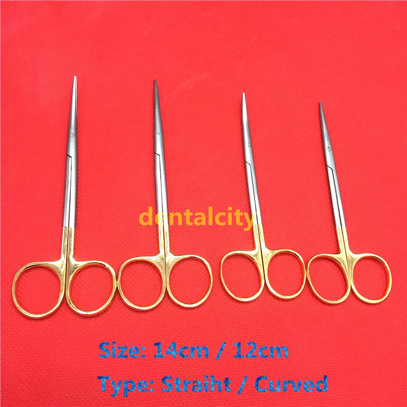 

Gold handle blunt scissors Cosmetic plastic surgery instrument double eyelid tool ophthalmic operating scissors Hot Sale