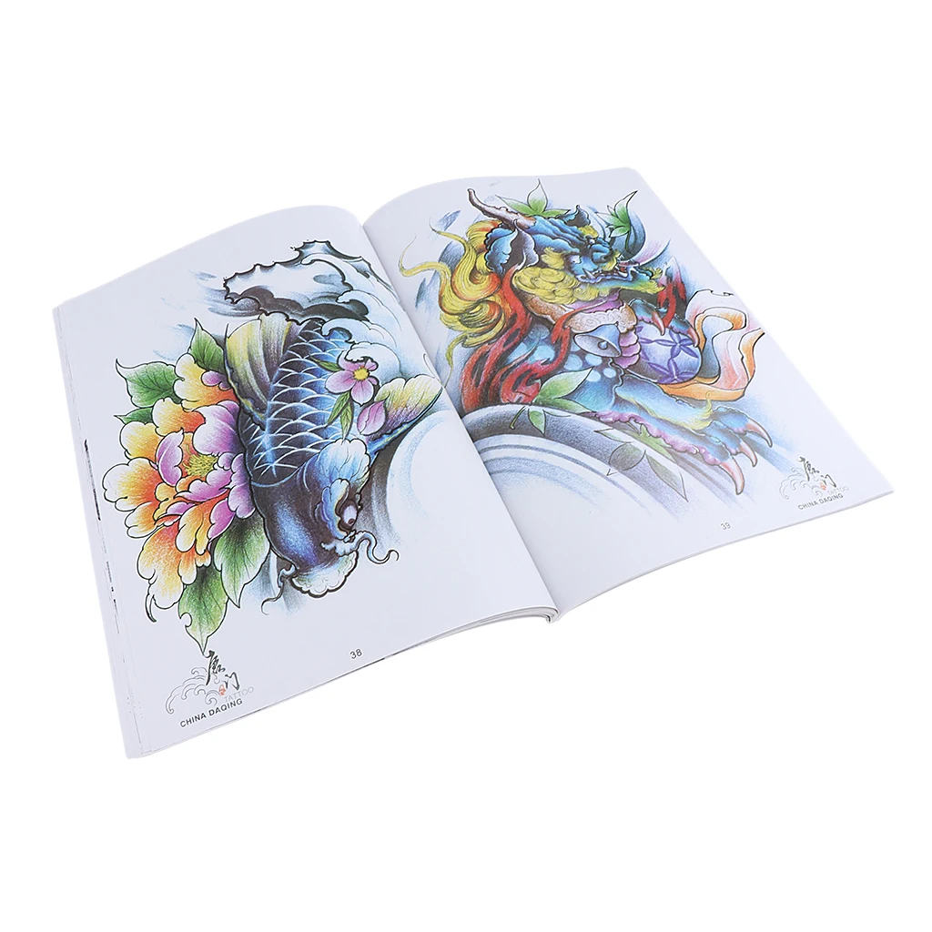 70 страниц восточные татуировки тела флэш-дракон, Феникс, краснолобый прыгающий кран ссылка узор рукописи книга