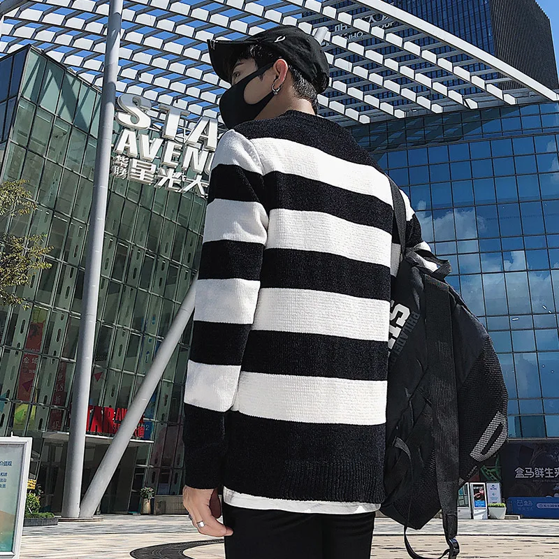 2018 Winter New Casual Stripe Male Round Neck Long Sleeve Sweater dress pullover men Knitting Upper Garment