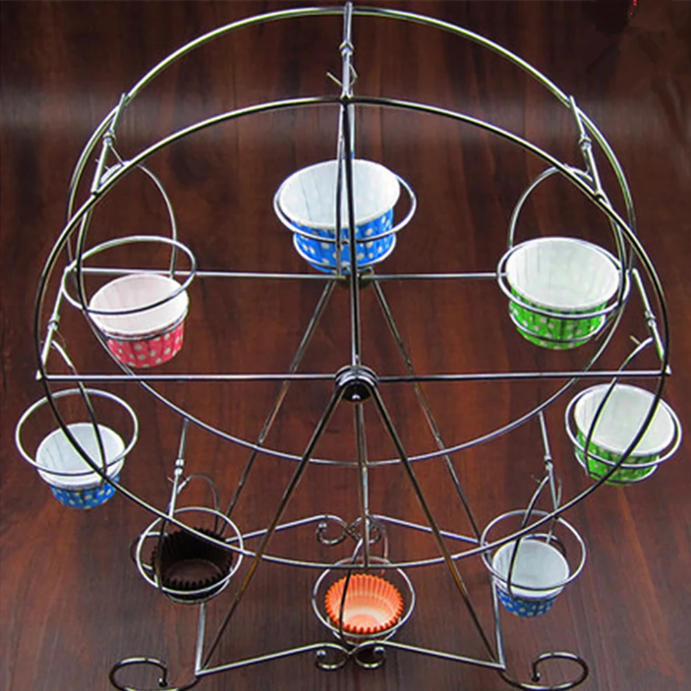 Горячая 8 чашки торт стенд металл колесо обозрения Дисплей стенд подстаканник вечерние украшение, подставка для капкейков свадебные на