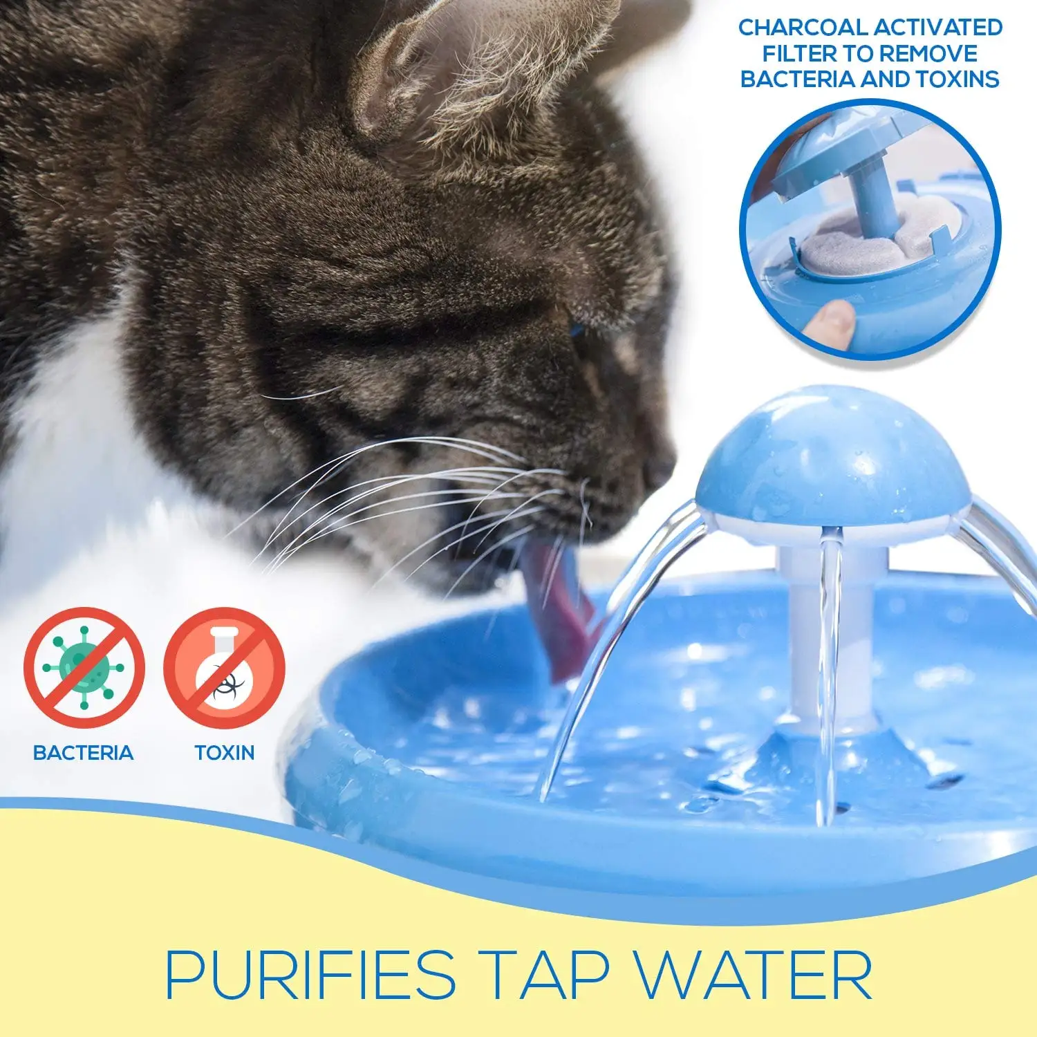 CSS Кот фонтан воды ПЭТ диспенсер с активированным углем фильтр очиститель