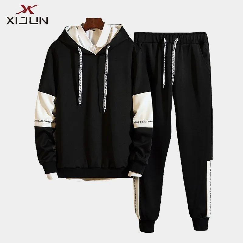 

Xijun Men's Hoodies Sets Hip Hop Hooded Pullover Sweatshirt Men Tops and Pants Sets Fit Spring Antumn Clothes