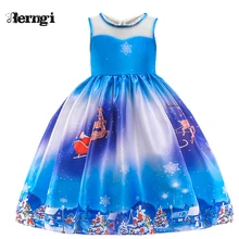 Berngi/Новогоднее рождественское платье для девочек 2-10 лет; зимняя Праздничная детская одежда со снеговиком для девочек; вечерние Детские костюмы