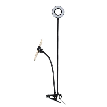 

Selfie Ring Light with Cell Phone Holder Stand for Live Stream and Makeup, USB LED Camera Light [3-Light Mode] With Flexible L