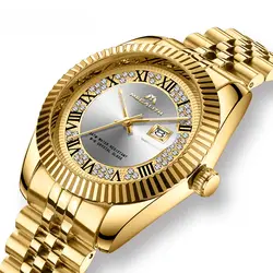 MEGALITH Элитный бренд часы для мужчин водостойкий аналоговый Дата наручные часы золотые случае бизнес кварцевые наручные часы Relogio Masculino