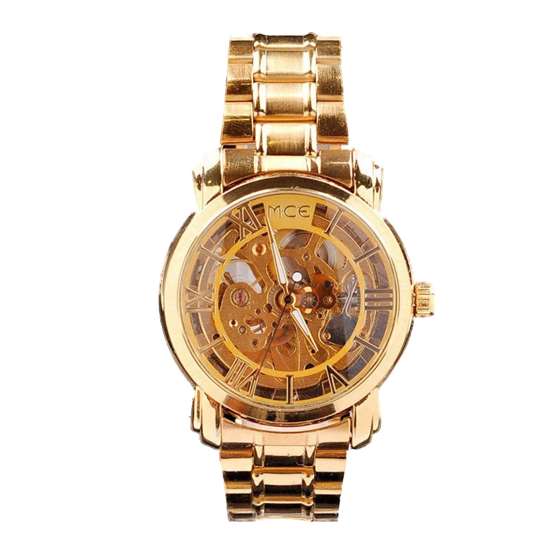 Mce Classic Mens Watches Gold Dial Mechanical Automatic Self Winding