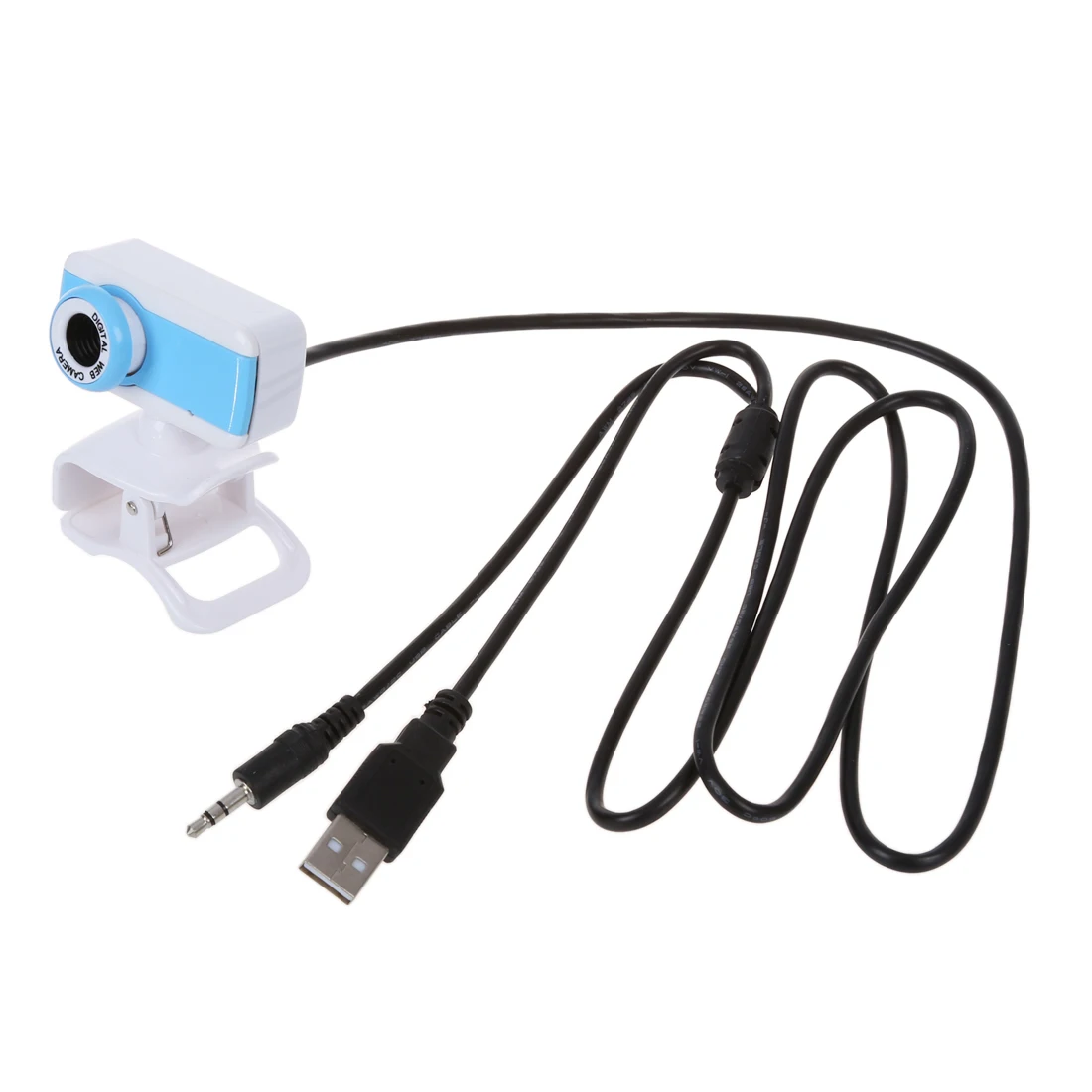 USB Clip 50.0 Mega Pixel Webcam Web Cam Camera with MIC Blue White for PC Laptop