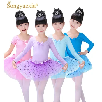 

2017 Children's Ballet Dress 2017 Girls' Artistic Gymnastics Dancing Skirt Long-sleeved Tutu Dancing Show Skirt 4 Colors