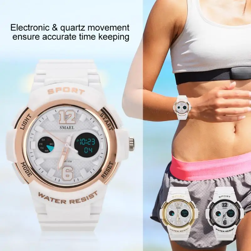 SMAEL женские водонепроницаемые спортивные часы светодиодный цифровой аналоговый электронные кварцевые наручные часы женские часы dijital saat женские часы a