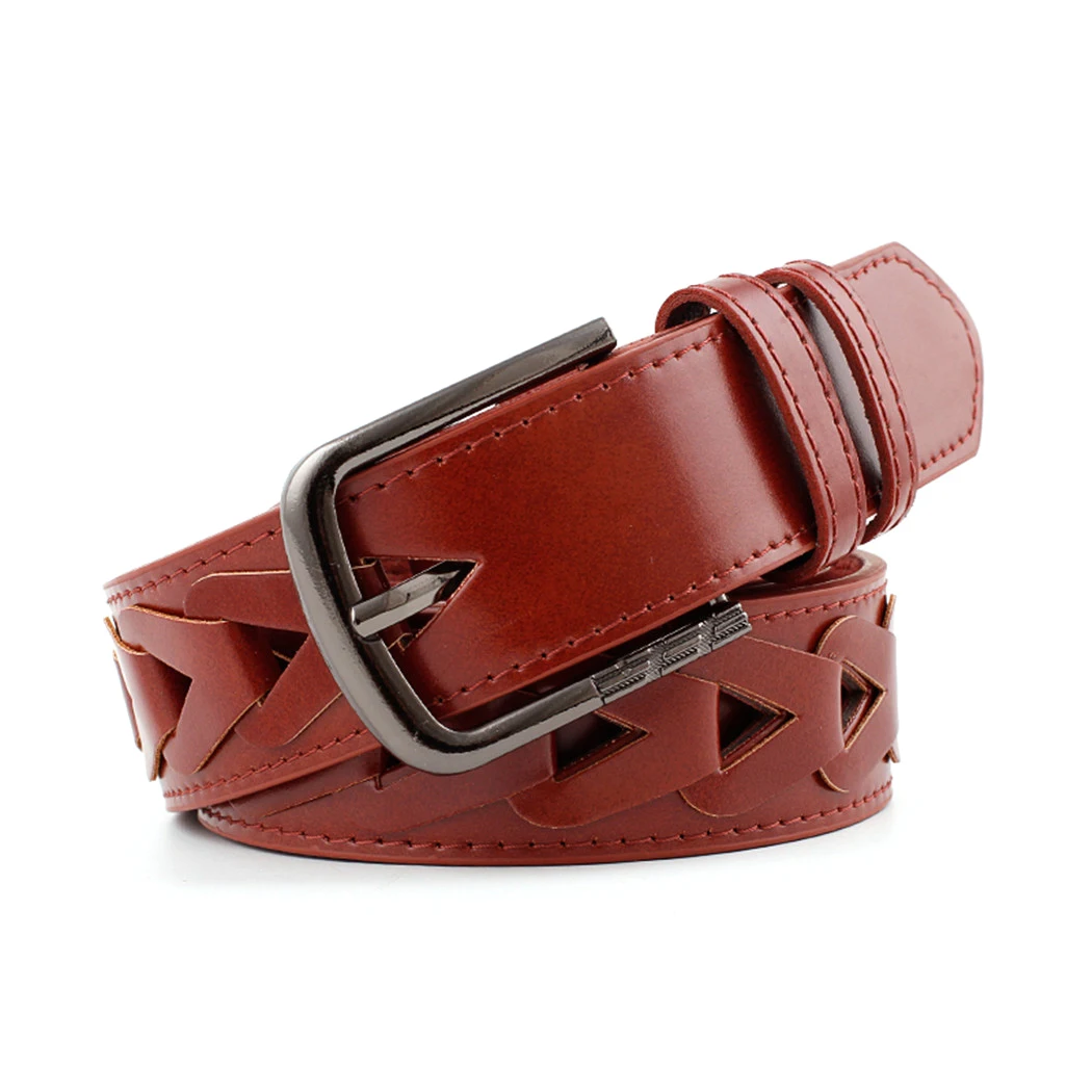 

Female Fashion Wide Genuine Leather Belt Women Without Drilling Luxury Hollow Out Jeans Belts Quality Hollow Cinturon Mujer