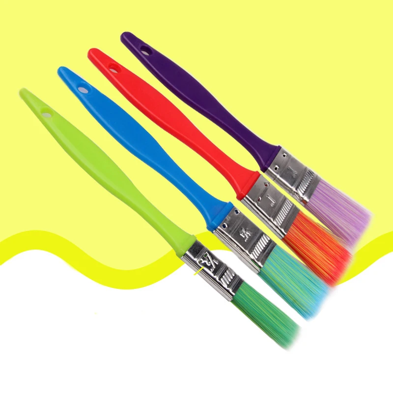 EZONE, кисть для рисования ярких цветов, пластиковая ручка, плоская Пиковая кисть, Детская масляная Акварельная картина, художественные инструменты, принадлежности для рисования