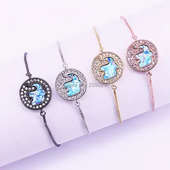 

10Pcs New Design Micro Pave CZ Zicron Round Bracelet Fashion Adjustable Box Chain Bracelets For Women/Men Jewelry