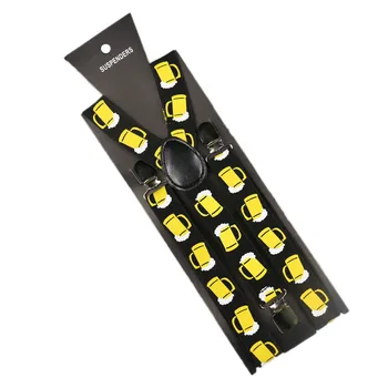 

OLOME Beer Cup Suspenders Elastic Men Women 2.5cm Wide Suspenders Gallus Pants