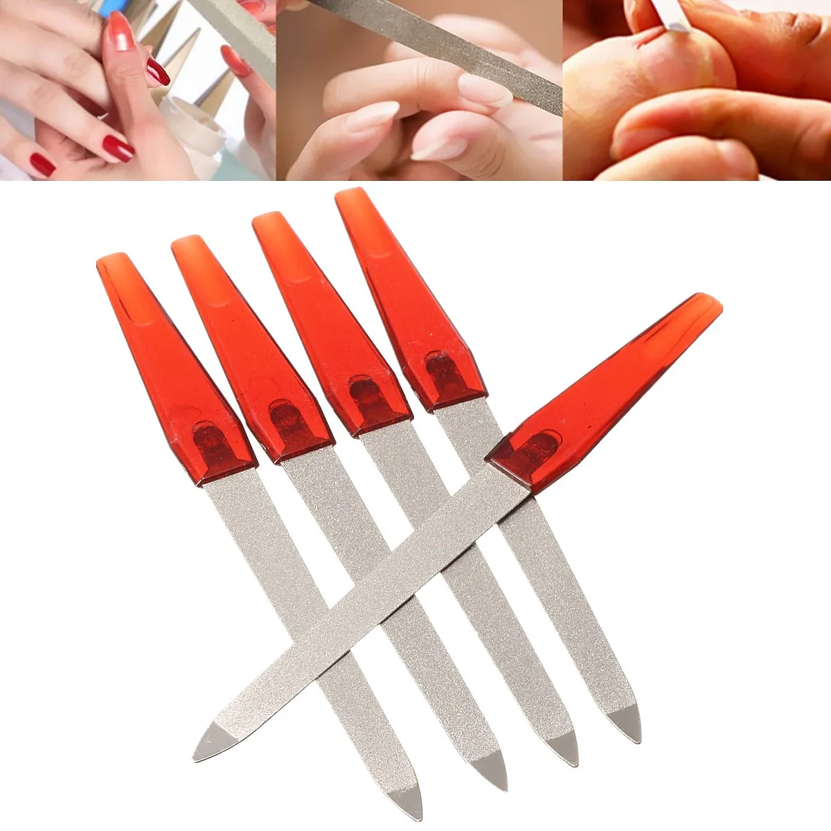 5 шт. металлические двухсторонние пилочки для ногтей набор пилок для ногтей набор гель-лаков инструменты для маникюра буферный Педикюр Уход за ногтями