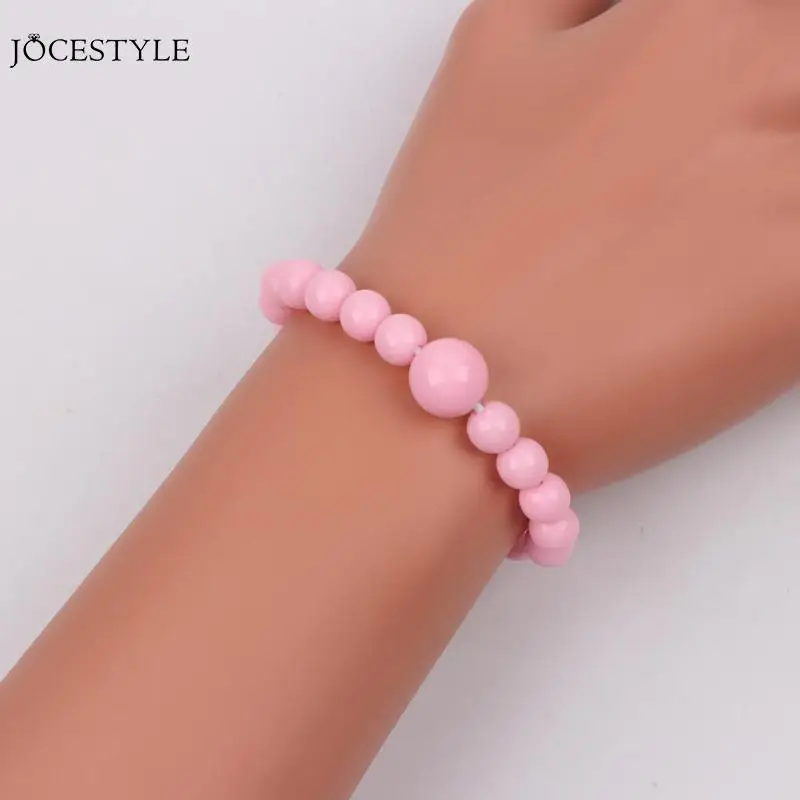 

New Kids Candy Color Bracelets Cute Round Beads Children Stretch Jewelry Gift Little Princess Accessories