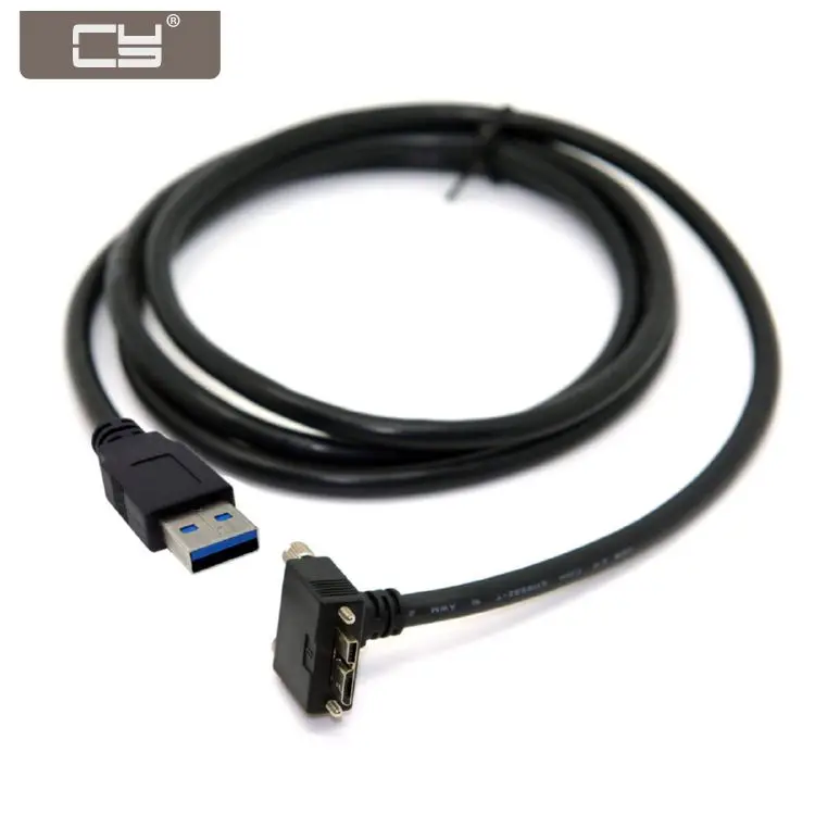 

CY 1.2m 3m 5m Left Up Down Angled 90 Degree USB 3.0 A Male to Micro B Cable with Locking Screws for Nikon D800 D800E D810 Black