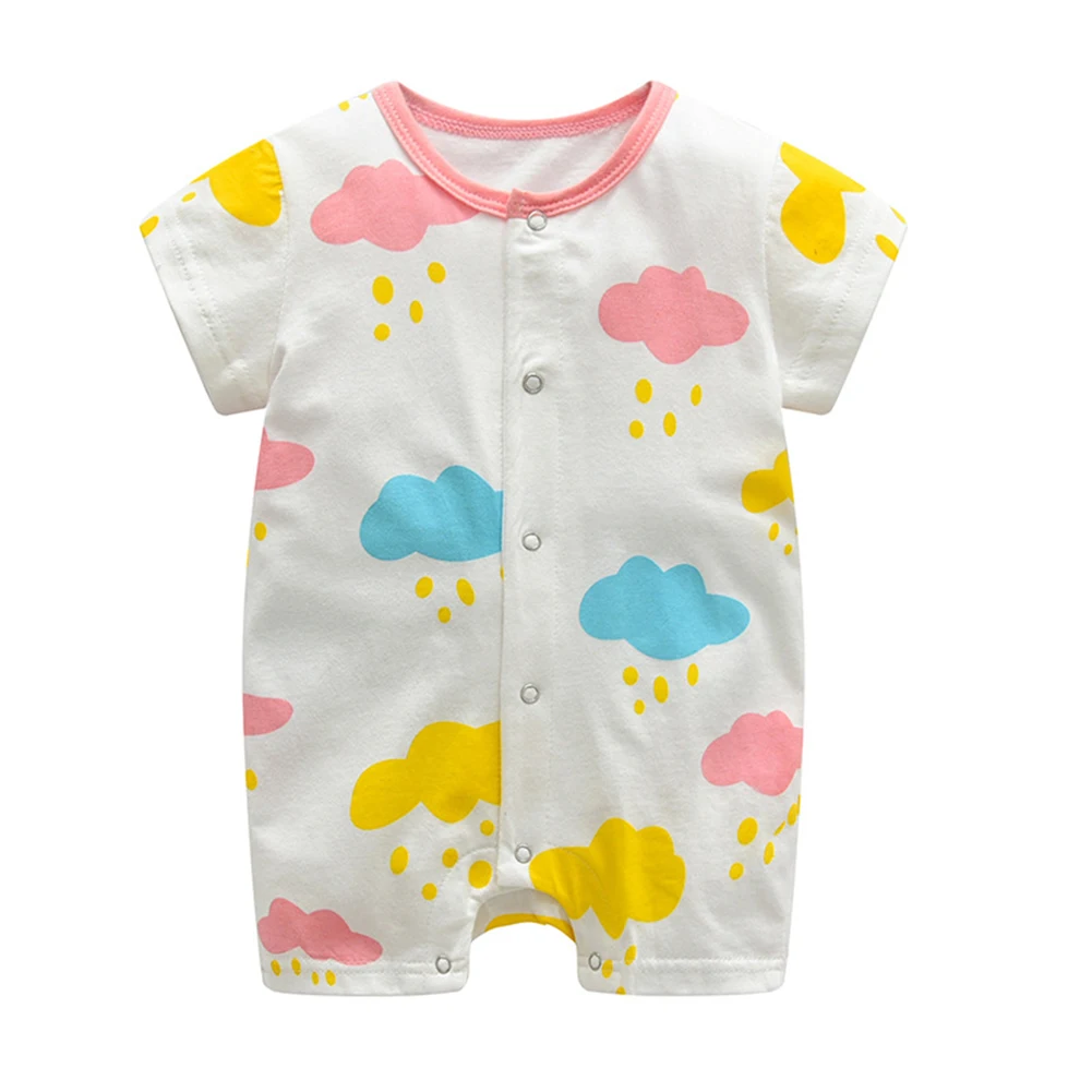 

Infant Girls Boys Romper Colorful Clouds Raindrops Patterns Short Sleeve
