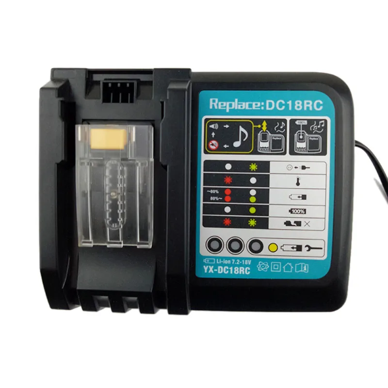 

DC18RCT Replacement Li-ion Battery Charger 6A Charging Current for Makita 14.4V 18V BL1830 BL1430 BL1850 DC18RC DC18RA Power T