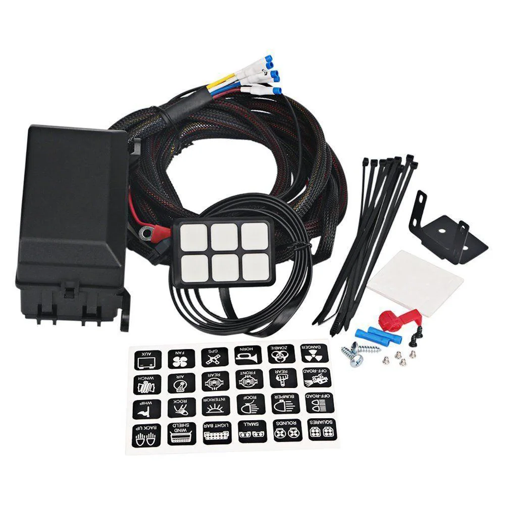 

Car Power 6 Switch Panel Relay Control Box Wiring Harness Accessory Kit 12V New