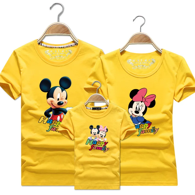 Повседневная футболка с круглым вырезом и принтом Микки Мауса; семейная детская форма с короткими рукавами; Семейные комплекты; Рождественская одежда