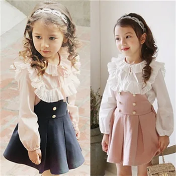 

2020 children's clothes suit girl dress + lace T-shirt 2 sets of princess baby girl autumn new children's clothes school
