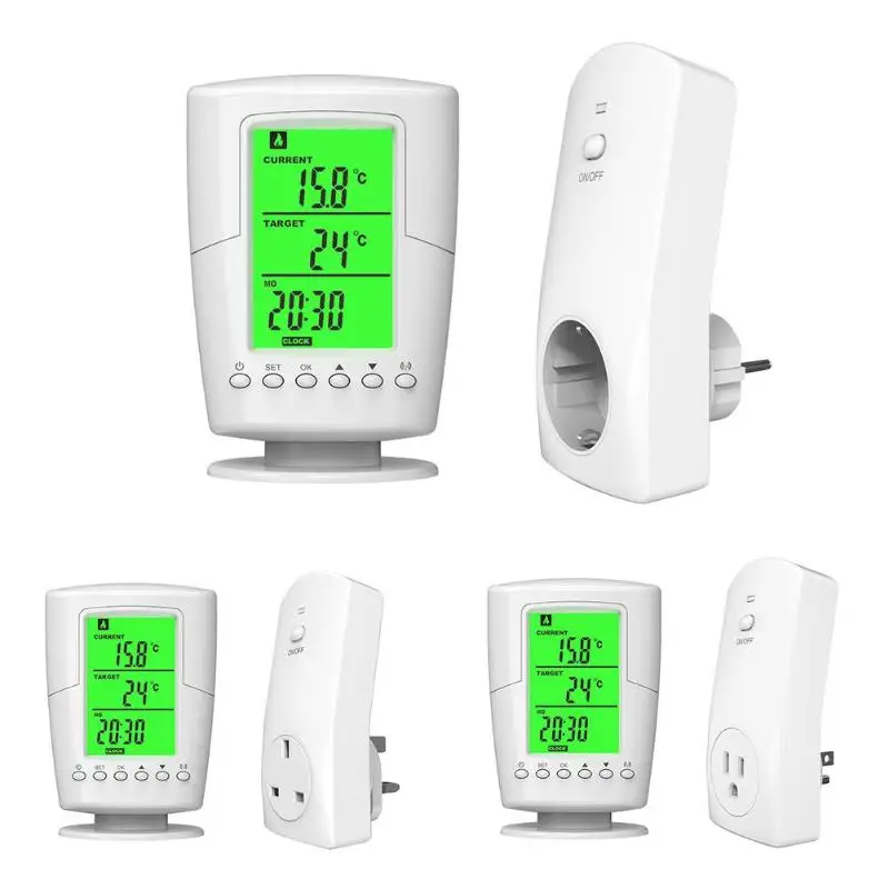 

TS-2000 Programmable Wireless Thermostat Socket White LCD Home Intelligent Temperature Control Socket New Design