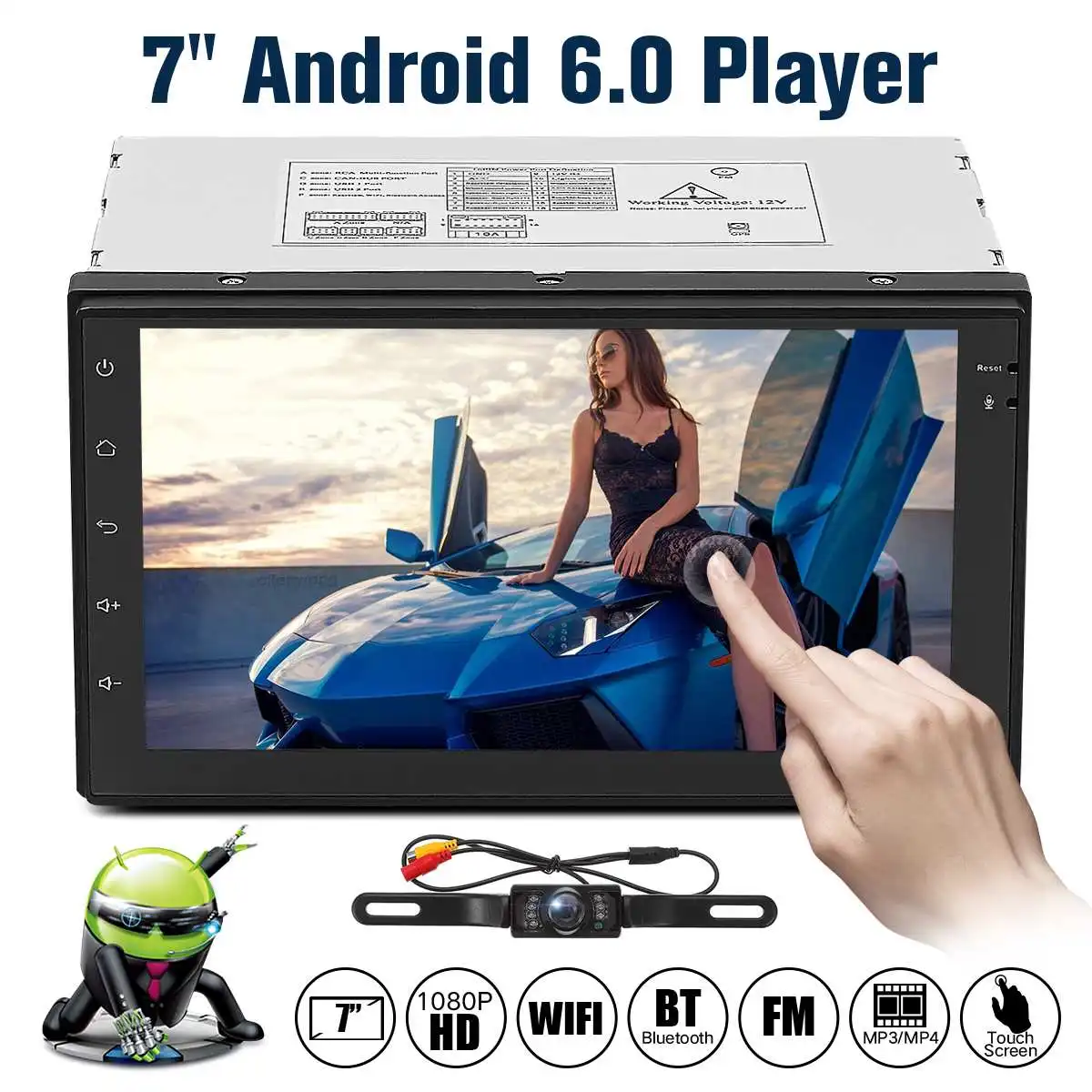 

7" 2 Din Android 6.0 Car Radio Universal GPS Navigation bluetooth WiFi MP5 Autoradio Stereo FM Audio Camera Car Video DVD Player