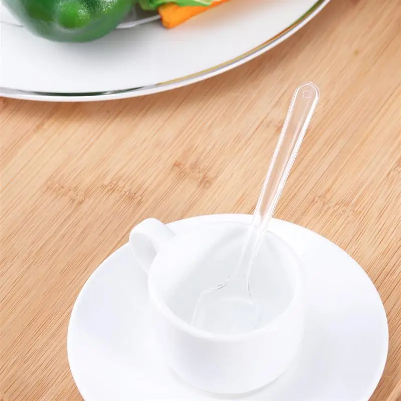 100 шт мини прозрачные пластиковые ложки одноразовая посуда ложки для мороженое-желе десертная закуска